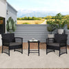 set da Giardino 3pz in Polyrattan Nero Grigio Esterno Interno Giardino Terrazzo