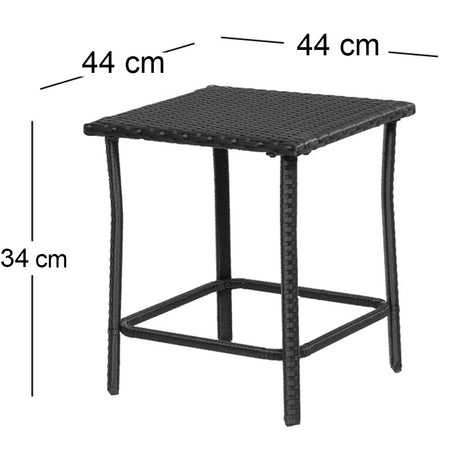 set da Giardino 3pz in Polyrattan Nero Grigio Esterno Interno Giardino Terrazzo