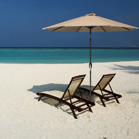 Ombrellone 270cm Luci Led Integrate Ricarica Solare Anti UV 8 Stecche Ecrù