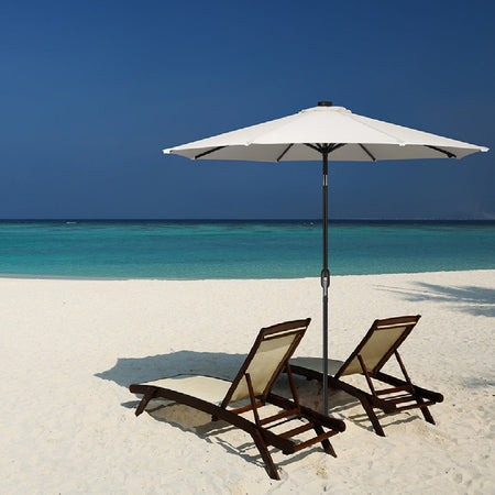 Ombrellone 270cm Luci Led Integrate Ricarica Solare Anti UV 8 Stecche Beige