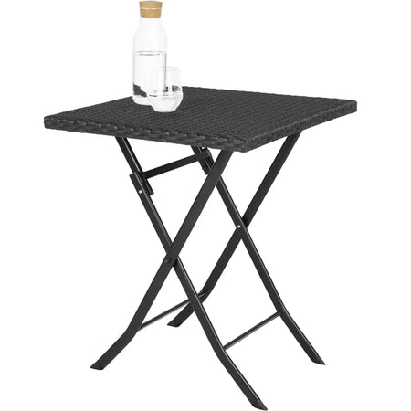Kit da Giardino Pieghevole in Polyrattan Tavolo e 2 Sedie Interno Esterno Antracite