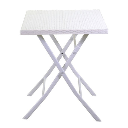 Kit da Giardino Pieghevole in Polyrattan Tavolo e 2 Sedie Interno Esterno Bianco