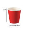 Bicchieri Caffe in Carta 75ml H. 5cm Maxi Scorta 500pz 100% Biodegradabili Rosso