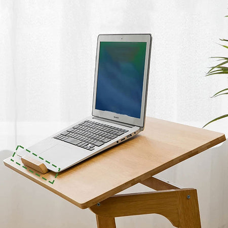 Tavolo Scrivania 60x35 cm Porta PC Ripiano Regolabile in Legno di Bambo