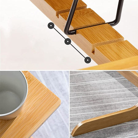 Tavolo Scrivania 60x35 cm Porta PC Ripiano Regolabile in Legno di Bambo