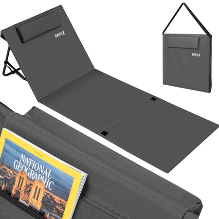 Stuoia Lettino Spiaggia Spiaggina Mare Prendi Sole Pieghevole Poggiatesta Grigio