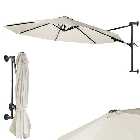Ombrellone a Parete 300cm 8 stecche 180GR/MQ Sistema Air-Vent con Manovella Beige