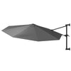 Ombrellone a Parete 300cm 8 stecche 180GR/MQ Sistema Air-Vent con Manovella Grigio