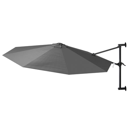 Ombrellone a Parete 300cm 8 stecche 180GR/MQ Sistema Air-Vent con Manovella Grigio