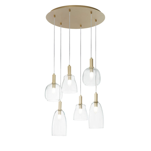 Lampadario a sospensione , sei diffusori Oro 6Xe14 60X50X150Cm