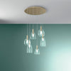 Lampadario a sospensione , sei diffusori Oro 6Xe14 60X50X150Cm