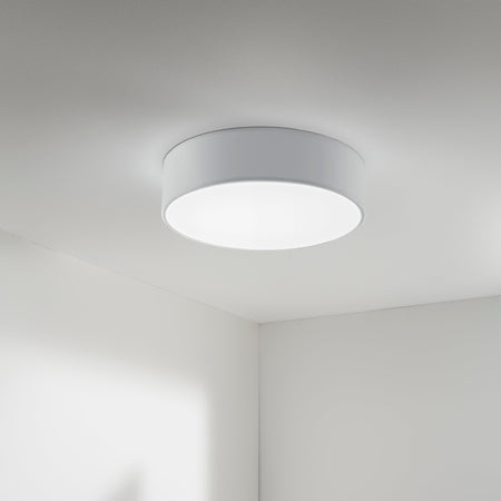 Plafoniera in metallo e tessuto Grigia 4Xe27 57X57X15Cm