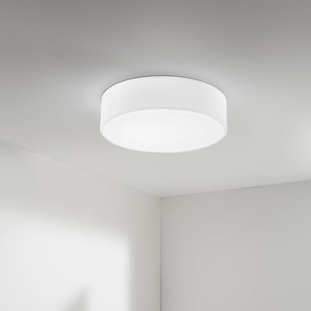 Plafoniera in metallo e tessuto Bianca 7Xe27 76X76X15Cm