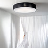 Plafoniera in metallo e tessuto Nera 10Xe27 98X98X17Cm