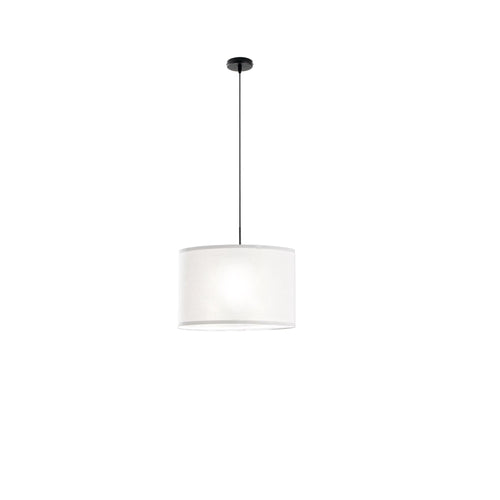Lampadario a Sospensione in metallo con diffusore in tessuto Bianca 1Xe27 38X38X150Cm