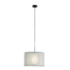 Lampadario a Sospensione in metallo con diffusore in tessuto Grigia 1Xe27 38X38X150Cm