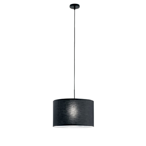 Lampadario a Sospensione in metallo con diffusore in tessuto Nera 1Xe27 38X38X150Cm