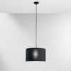 Lampadario a Sospensione in metallo con diffusore in tessuto Nera 1Xe27 38X38X150Cm
