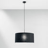 Lampadario a Sospensione in metallo con diffusore in tessuto Nera 1Xe27 53X53X150Cm