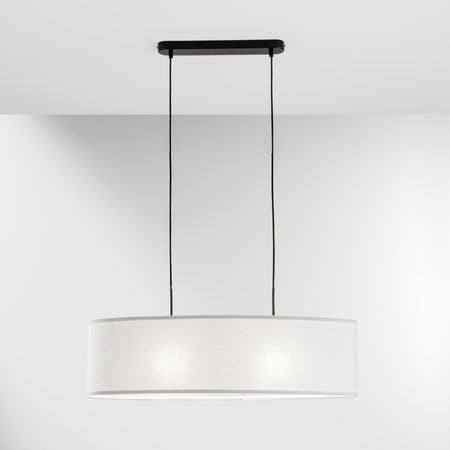 Lampadario a Sospensione in metallo con diffusore in tessuto Bianca 2Xe27 78X78X150Cm