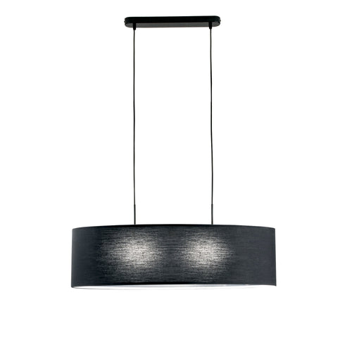 Lampadario a Sospensione in metallo con diffusore in tessuto Nera 2Xe27 78X78X150Cm