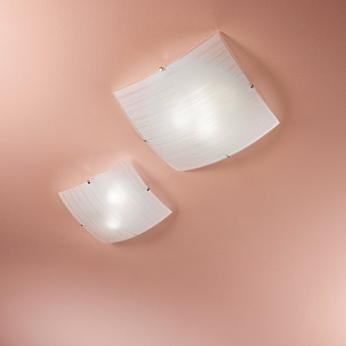 Plafoniera in vetro Bianco Bianca 3Xe27 40X40X10Cm