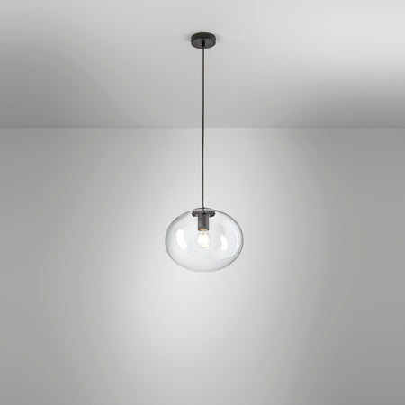 Lampadario a sospensione , diffusore singolo Nera 1Xe27 30X152X10Cm