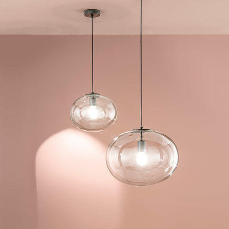Lampadario a sospensione , diffusore singolo Nera 1Xe27 30X152X10Cm