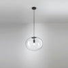 Lampadario a sospensione , diffusore singolo Nera 1Xe27 40X155X10Cm