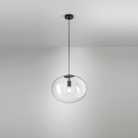 Lampadario a sospensione , diffusore singolo Nera 1Xe27 40X155X10Cm