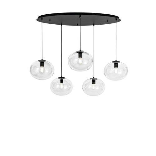 Lampadario a sospensione Nera 5Xe27 119,5X150X104Cm