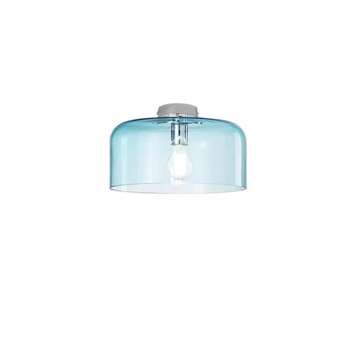 Plafoniera in vetro soffiato Blu Turchese 1Xe27 30X23X9Cm