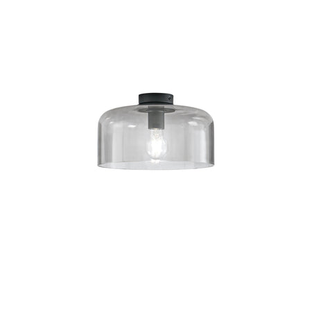 Plafoniera in vetro soffiato Grigio Fume 1Xe27 30X23X9Cm