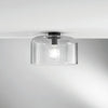 Plafoniera in vetro soffiato Grigio Fume 1Xe27 35X23X9Cm
