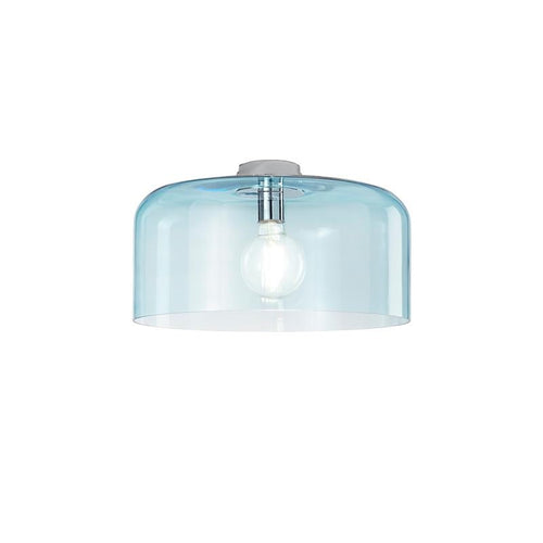 Plafoniera in vetro soffiato Blu turchese 1Xe27 40X18X9Cm
