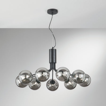 Lampadario a sospensione diffusori in vetro soffiato Nera 9Xg9 83,4X41X161Cm