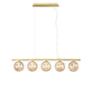Lampadario a Sospensione lineare diffusori in vetro soffiato Oro 5Xg9 100X15X166Cm