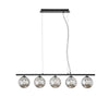 Lampadario a Sospensione lineare diffusori in vetro soffiato Nera 5Xg9 100X15X166Cm