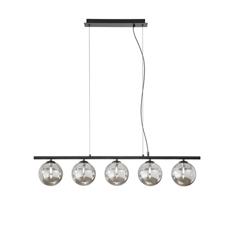 Lampadario a Sospensione lineare diffusori in vetro soffiato Nera 5Xg9 100X15X166Cm