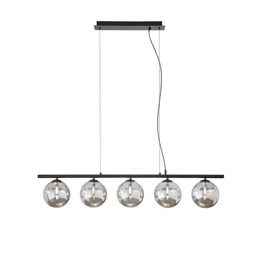 Lampadario a Sospensione lineare diffusori in vetro soffiato Nera 5Xg9 100X15X166Cm