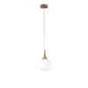 Sospensione in metallo con diffusore in vetro Bianca/Legno 1Xe14 10X17X150Cm