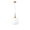 Sospensione in metallo con diffusore in vetro Bianca/Legno 1Xe27 10X30X150Cm