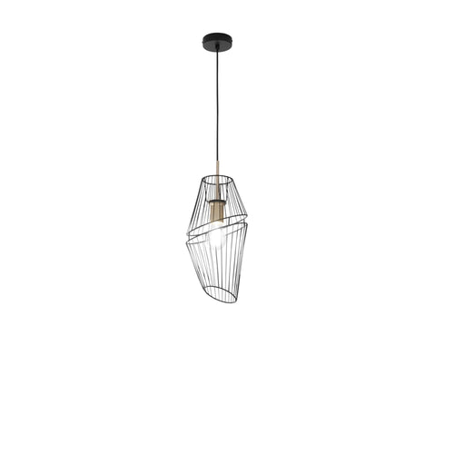 Lampadario a sospensione in metallo Nero/Oro 1Xe27 20X20X150Cm
