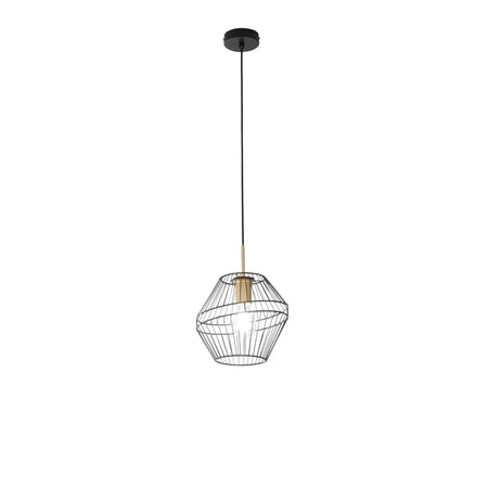 Lampadario a sospensione in metallo Nero e Oro 1Xe27 25X25X150Cm