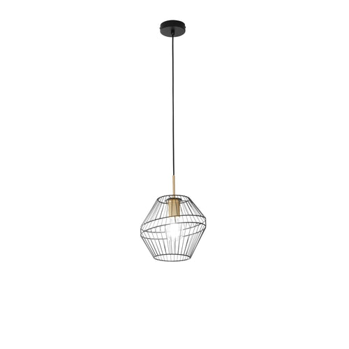 Lampadario a sospensione in metallo Nero e Oro 1Xe27 25X25X150Cm