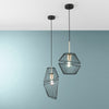 Lampadario a sospensione in metallo Nero e Oro 1Xe27 25X25X150Cm