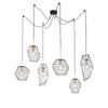 Lampadario a sospensione a sei luci in metallo Nero/Oro 6Xe27 65X250X10Cm