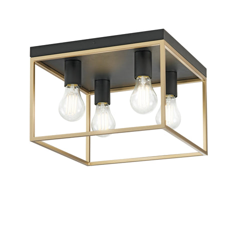 Plafoniera Nera/Oro 4Xe27 35X35X24Cm