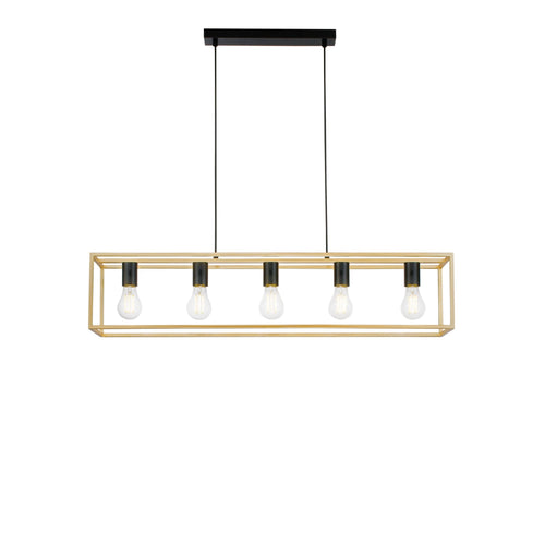 Lampadario a sospensione Nera/Oro 5Xe27 100X20X150Cm