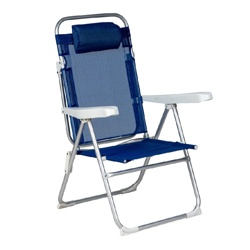 Sdraio Pieghevole Reclinabile Struttura in Alluminio Antiruggine Campeggio Casa Blu